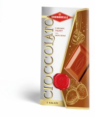 Condorelli mogyorós-karamellás fehér csokoládé tábla borítékban 100g